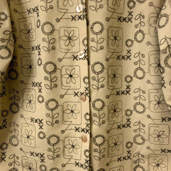 Alfred Dunner Top Size 14 Front Buttons, Stitching Details, Brown, Linen Blend - Picture 4 of 10